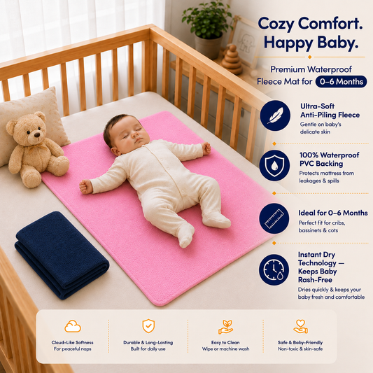 Heavenbirds Waterproof Baby Dry Sheets | Soft Fleece Mattress Protector | Navy Blue & Pink-Pack of 2 (Copy)
