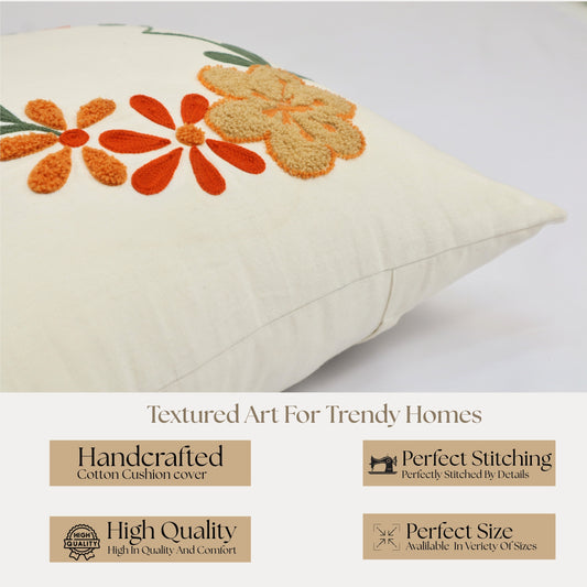 Premium Cushion Cover | Handmade with Intricate Embroidered Cushion Cover with Hidden Zipper