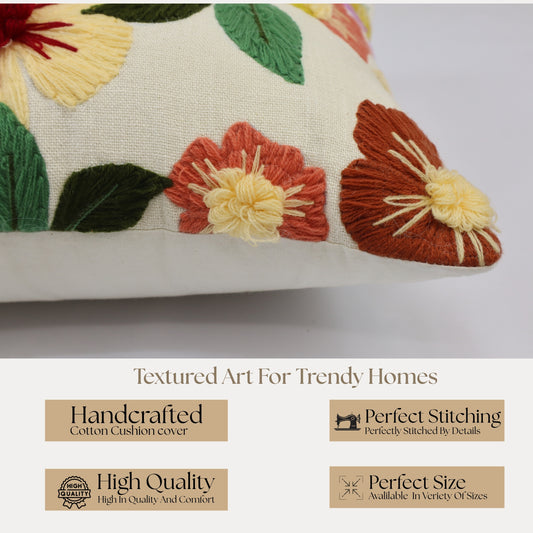 Premium Cushion Cover | Handmade with Intricate Embroidered Cushion Cover with Hidden Zipper