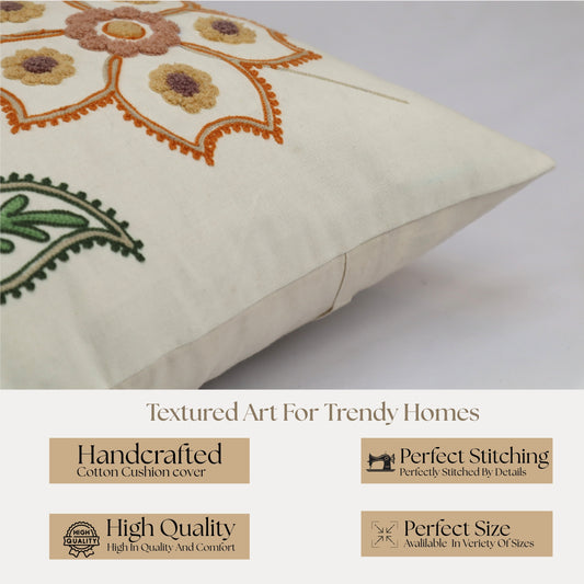 Premium Cushion Cover | Handmade with Intricate Embroidered Cushion Cover with Hidden Zipper