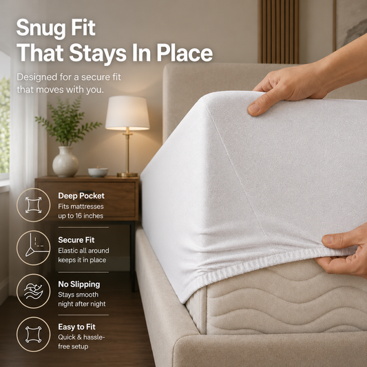 HeavenBirds Waterproof Mattress Protector | King Size 78"x72" | White | Cotton Terry | Machine Washable