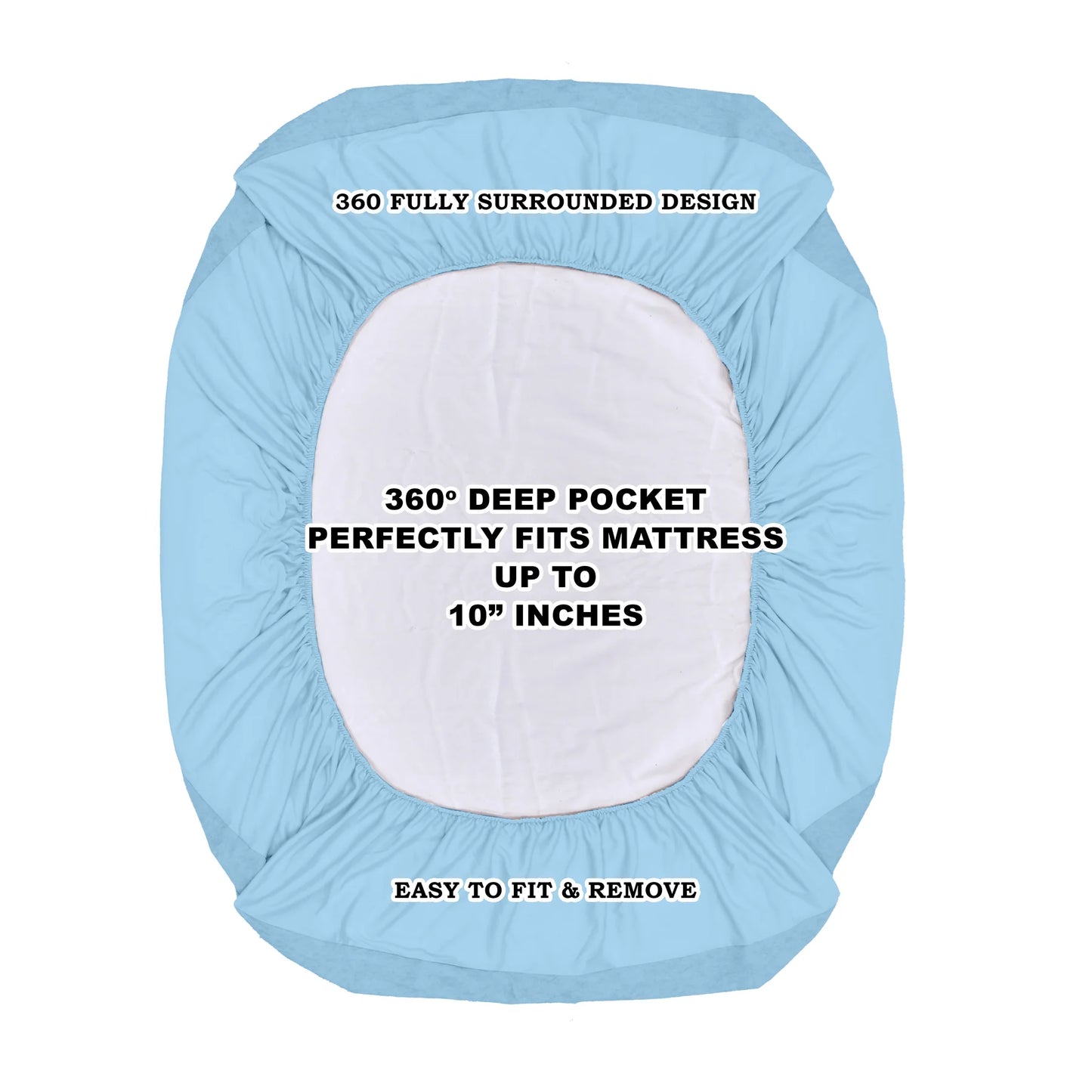 HeavenBirds Waterproof Mattress Protector | King Size 78"x72" | Sky Blue | Cotton Terry | Machine Washable