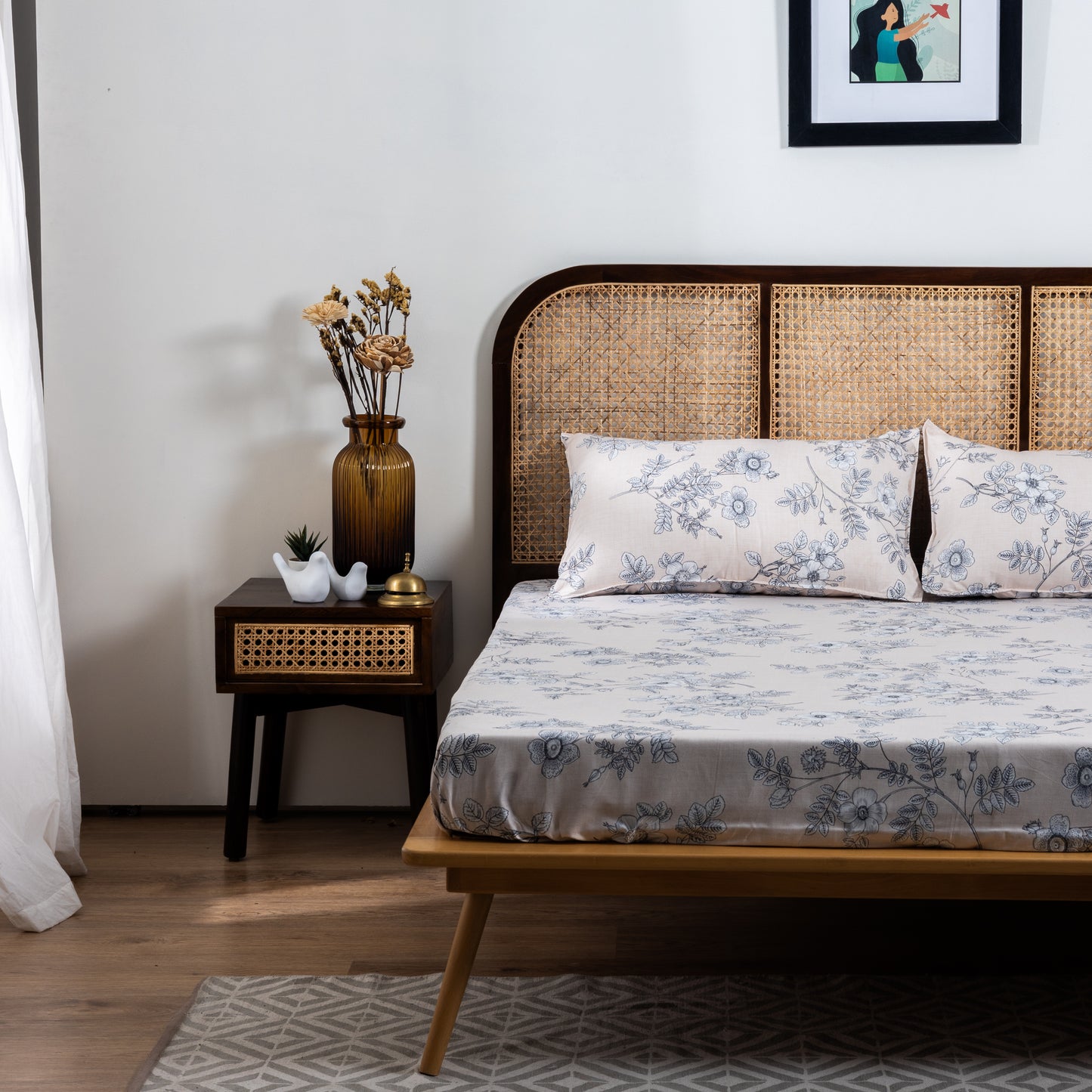 100% Cotton Bedsheet  King Size , Fitted Bedsheet (1B + 2P)