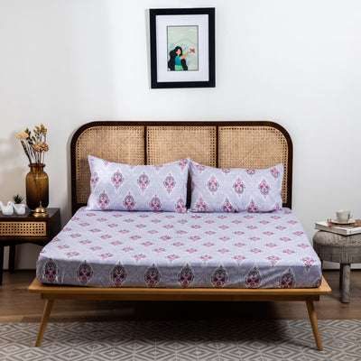 100% Cotton Bedsheet  King Size , Fitted Bedsheet (1B + 2P)