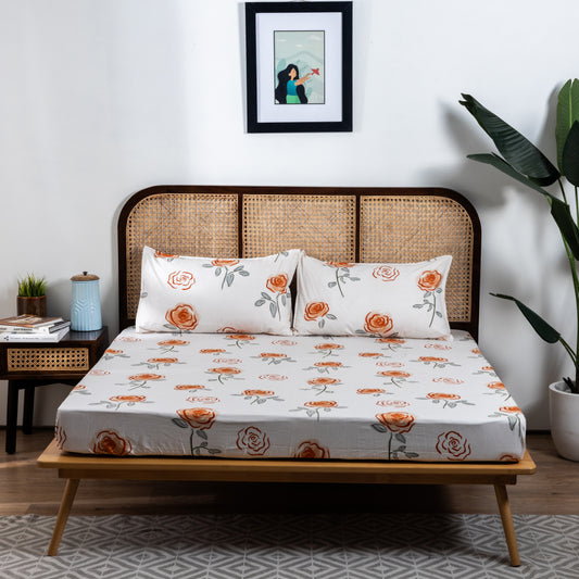 100% Cotton Bedsheet  King Size , Fitted Bedsheet (1B + 2P)