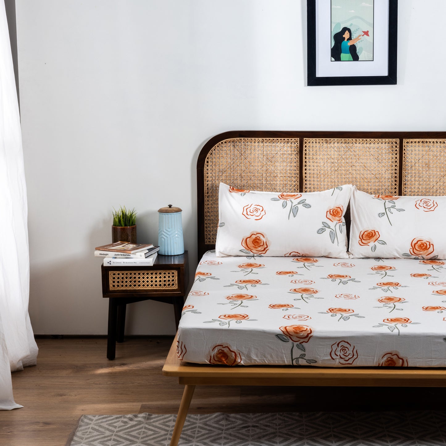 100% Cotton Bedsheet  King Size , Fitted Bedsheet (1B + 2P)