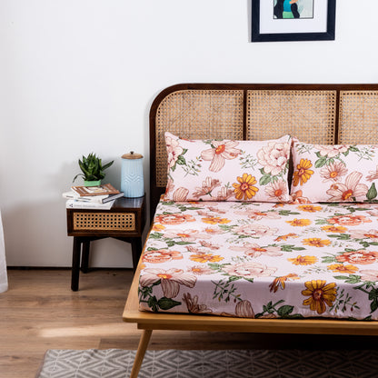 100% Cotton Bedsheet  King Size , Fitted Bedsheet (1B + 2P)