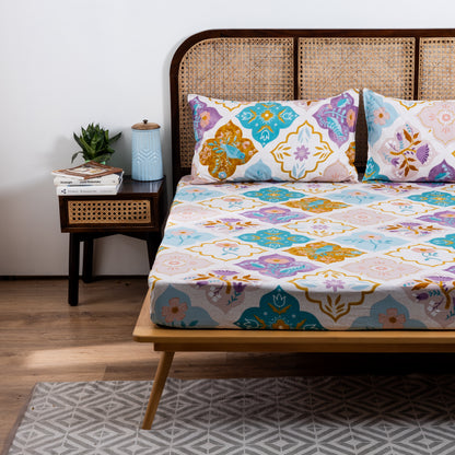 100% Cotton Bedsheet  King Size , Fitted Bedsheet (1B + 2P)