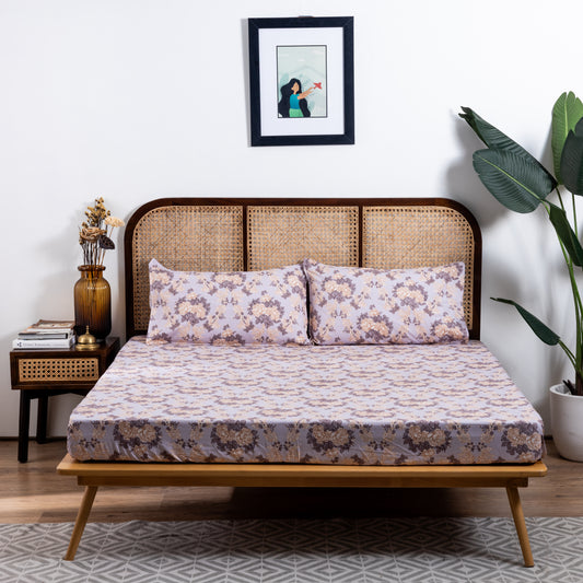 100% Cotton Bedsheet  King Size , Fitted Bedsheet (1B + 2P)