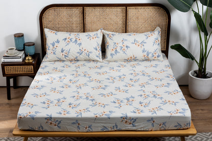 100% Cotton Bedsheet  King Size , Fitted Bedsheet (1B + 2P)