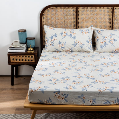 100% Cotton Bedsheet  King Size , Fitted Bedsheet (1B + 2P)