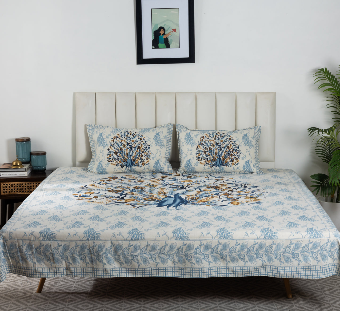 100% Cotton King Size Flat Bedsheet (1B + 2P)