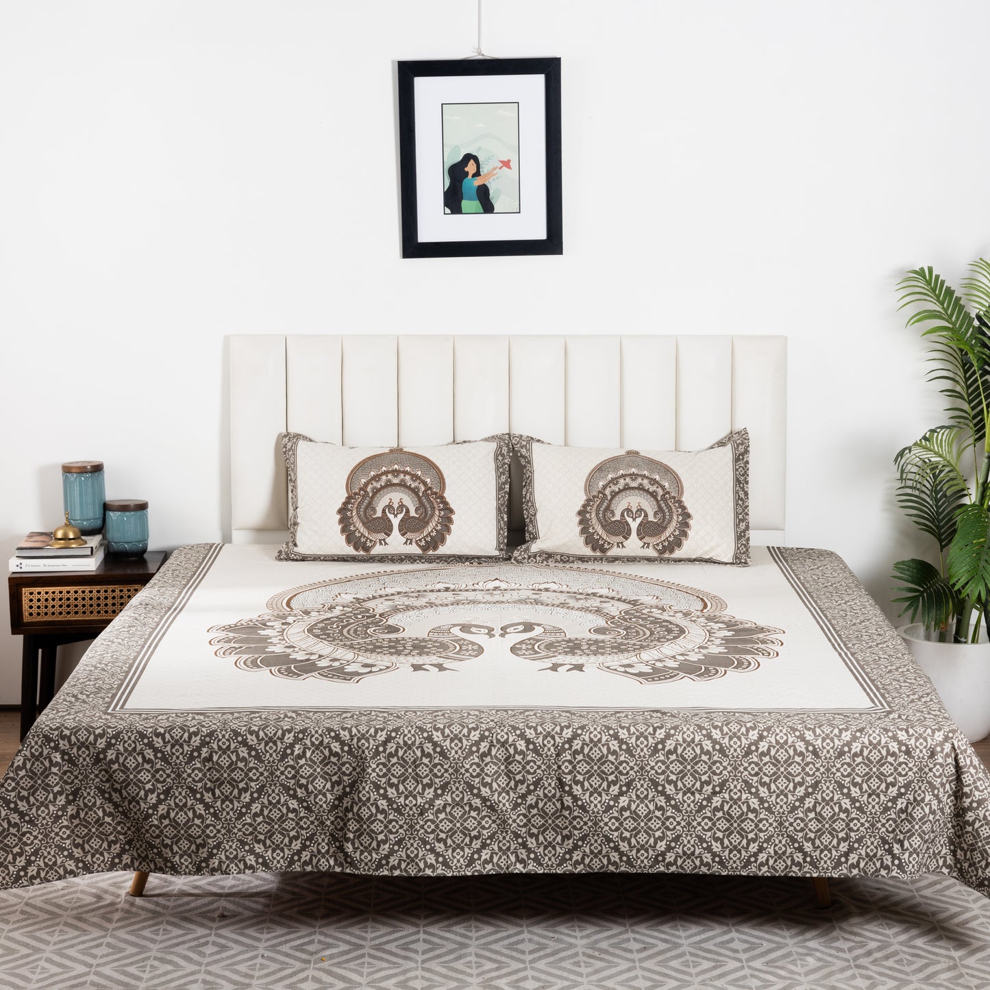 100% Cotton King Size Flat Bedsheet (1B + 2P)