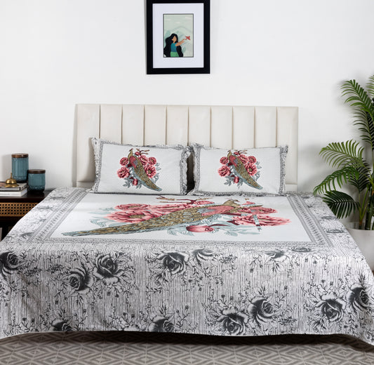 100% Cotton King Size Flat Bedsheet (1B + 2P)