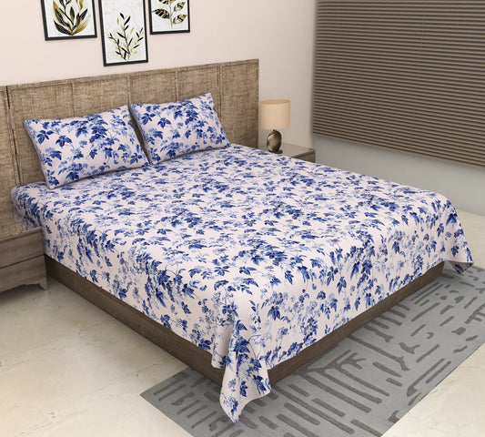 Heavenbirds 300 TC Premium Cotton Bedsheet with 2 Pillow Covers | Ultra Soft & Color Fade Resistant
