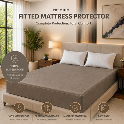 HeavenBirds Waterproof Mattress Protector | King Size 78"x72" | Grey| Cotton Terry | Machine Washable
