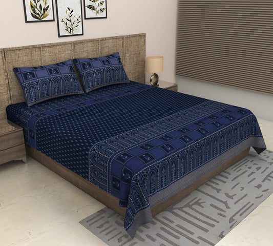 Heavenbirds 300 TC Premium Cotton Bedsheet with 2 Pillow Covers | Ultra Soft & Color Fade Resistant