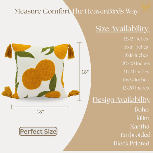 Premium Cushion Cover  | Handmade with Intricate Embroidered Cushion Cover with Hidden Zipper