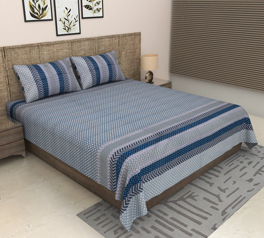 Heavenbirds Premium 300 TC Cotton Bedsheet with 2 Pillow Covers | Ultra Soft & Breathable | 100% Color Fade Guarantee | King Size Double Bedsheet for Everyday Luxury