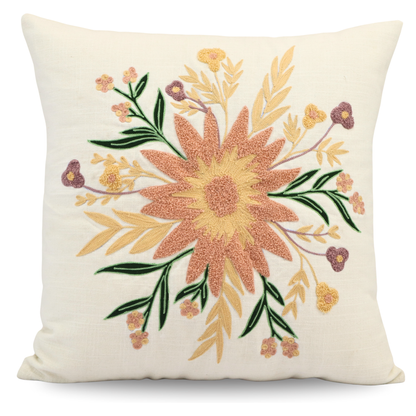 Premium Cushion Cover  | Handmade with Intricate Embroidered Cushion Cover with Hidden Zipper