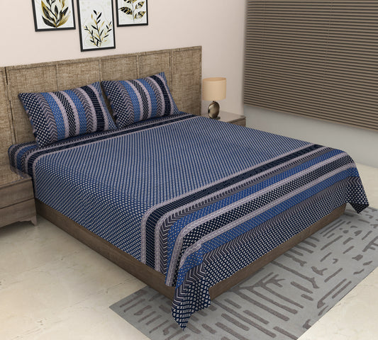 Heavenbirds 300 TC Premium Cotton Bedsheet with 2 Pillow Covers | Ultra Soft & Color Fade Resistant