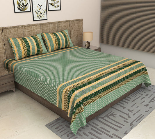 Heavenbirds 300 TC Premium Cotton Bedsheet with 2 Pillow Covers | Ultra Soft & Color Fade Resistant