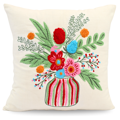 Premium Cushion Cover  | Handmade with Intricate Embroidered Cushion Cover with Hidden Zipper