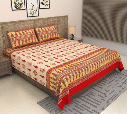 Heavenbirds 300 TC Premium Cotton Bedsheet with 2 Pillow Covers | Ultra Soft & Color Fade Resistant (Copy)
