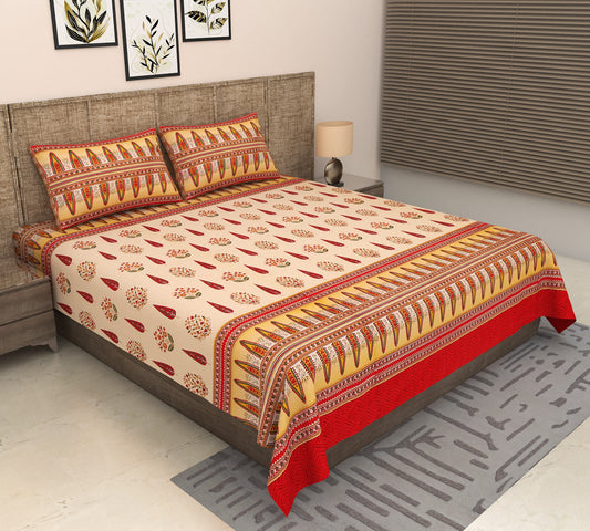 Heavenbirds 300 TC Premium Cotton Bedsheet with 2 Pillow Covers | Ultra Soft & Color Fade Resistant (Copy)