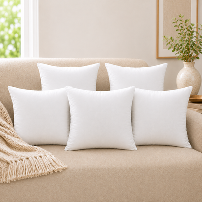 Heavenbirds 16x16 Pillow Inserts Set of 5 – Premium Soft Throw Pillow Inserts for Couch, Sofa, Bed & Decorative Cushion Covers | Machine Washable White Cushion Fillers