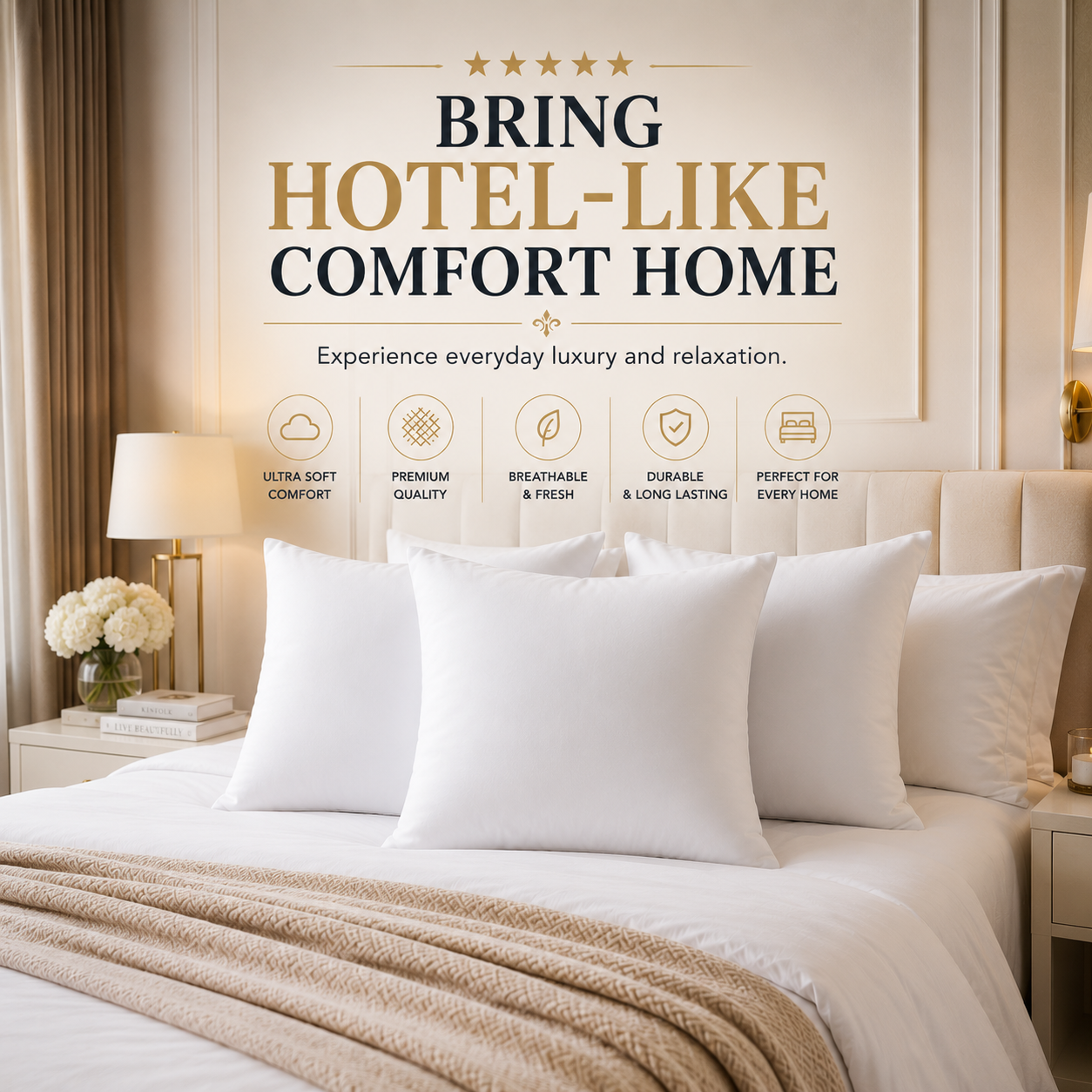 Heavenbirds 16x16 Pillow Inserts Set of 3 – Premium Soft Throw Pillow Inserts for Couch, Sofa, Bed & Decorative Cushion Covers | Machine Washable White Cushion Fillers