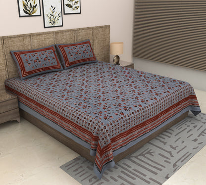 Heavenbirds 300 TC Premium Cotton Bedsheet with 2 Pillow Covers | Ultra Soft & Color Fade Resistant