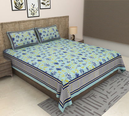 Heavenbirds 300 TC Premium Cotton Bedsheet with 2 Pillow Covers | Ultra Soft & Color Fade Resistant