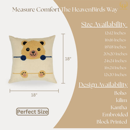 Premium Cushion Cover  | Handmade with Intricate Embroidered Cushion Cover with Hidden Zipper
