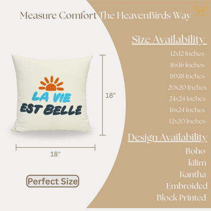 Premium Cushion Cover  | Handmade with Intricate Embroidered Cushion Cover with Hidden Zipper