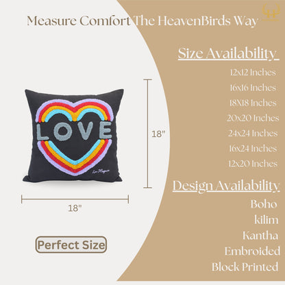 Premium Cushion Cover  | Handmade with Intricate Embroidered Cushion Cover with Hidden Zipper