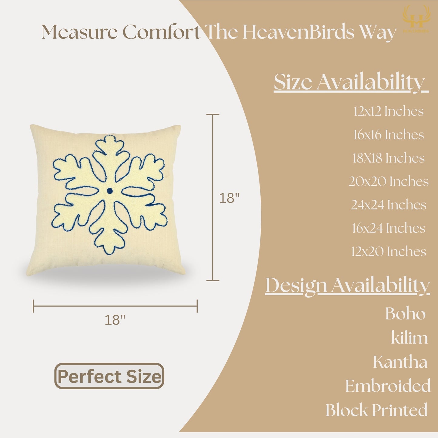 Premium Cushion Cover  | Handmade with Intricate Embroidered Cushion Cover with Hidden Zipper