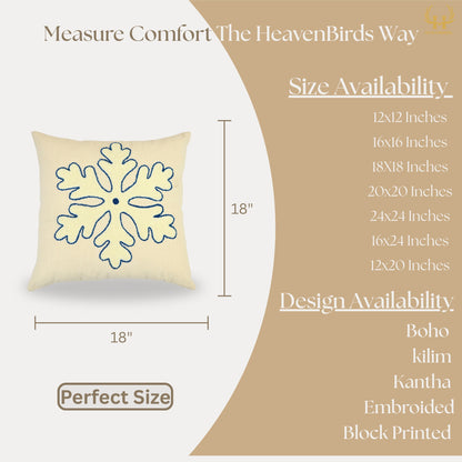 Premium Cushion Cover  | Handmade with Intricate Embroidered Cushion Cover with Hidden Zipper