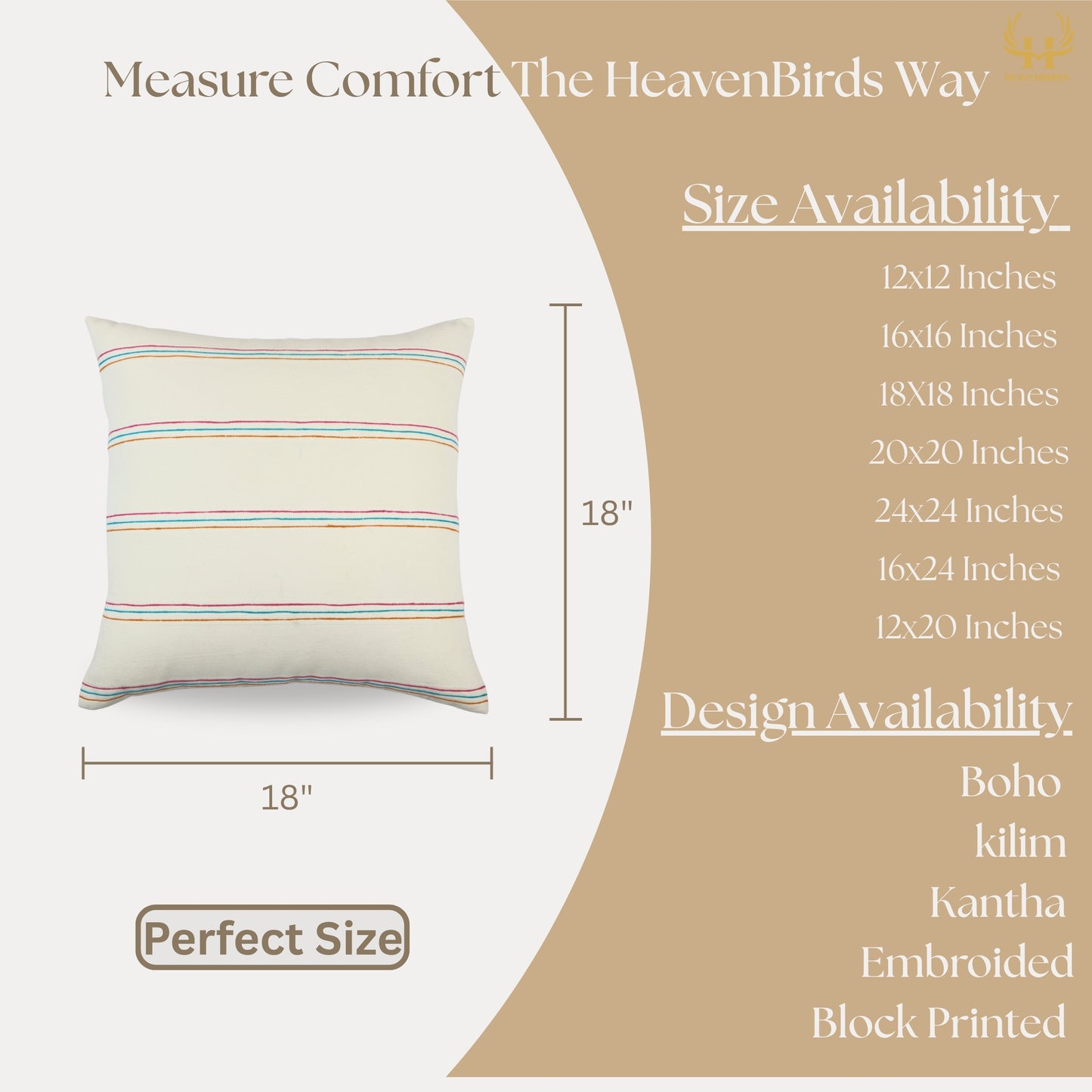 Premium Cushion Cover  | Handmade with Intricate Embroidered Cushion Cover with Hidden Zipper