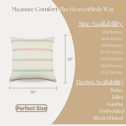 Premium Cushion Cover  | Handmade with Intricate Embroidered Cushion Cover with Hidden Zipper