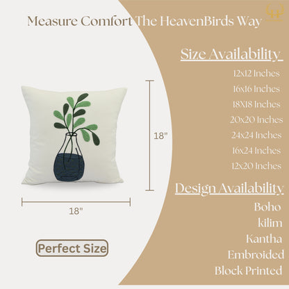 Premium Cushion Cover  | Handmade with Intricate Embroidered Cushion Cover with Hidden Zipper