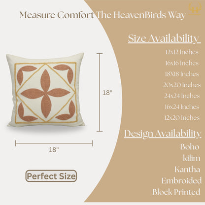 Premium Cushion Cover  | Handmade with Intricate Embroidered Cushion Cover with Hidden Zipper