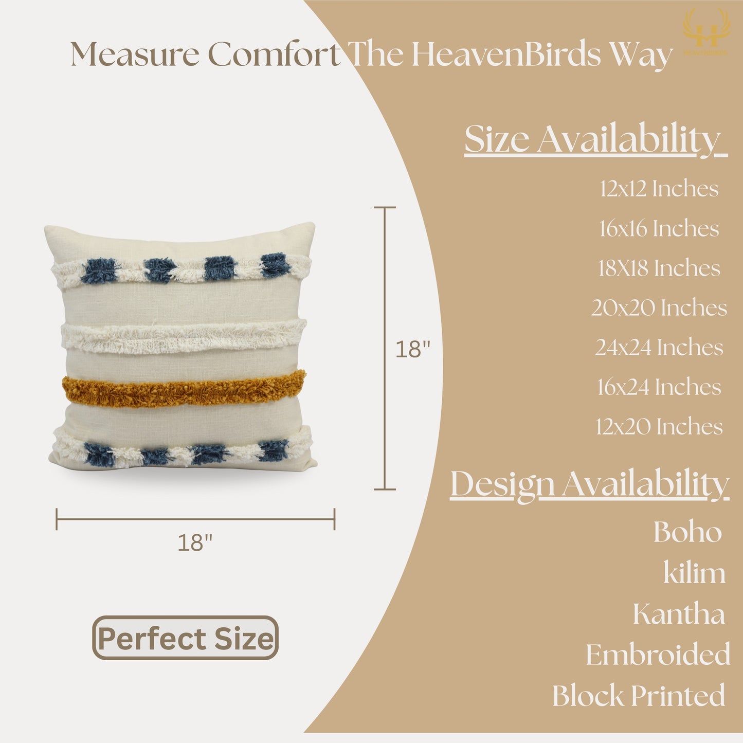 Premium Cushion Cover  | Handmade with Intricate Embroidered Cushion Cover with Hidden Zipper