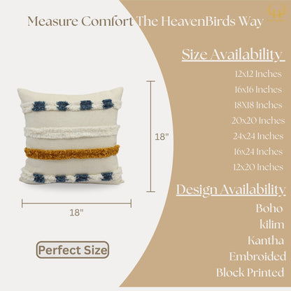 Premium Cushion Cover  | Handmade with Intricate Embroidered Cushion Cover with Hidden Zipper
