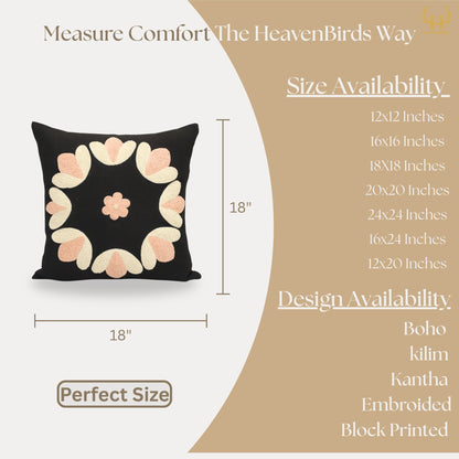 Premium Cushion Cover  | Handmade with Intricate Embroidered Cushion Cover with Hidden Zipper