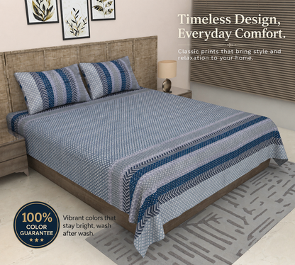 Heavenbirds Premium 300 TC Cotton Bedsheet with 2 Pillow Covers | Ultra Soft & Breathable | 100% Color Fade Guarantee | King Size Double Bedsheet for Everyday Luxury