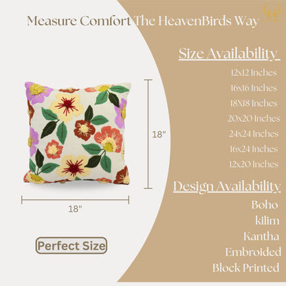 Premium Cushion Cover  | Handmade with Intricate Embroidered Cushion Cover with Hidden Zipper