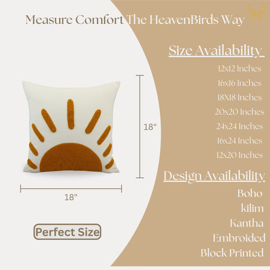 Premium Cushion Cover  | Handmade with Intricate Embroidered Cushion Cover with Hidden Zipper