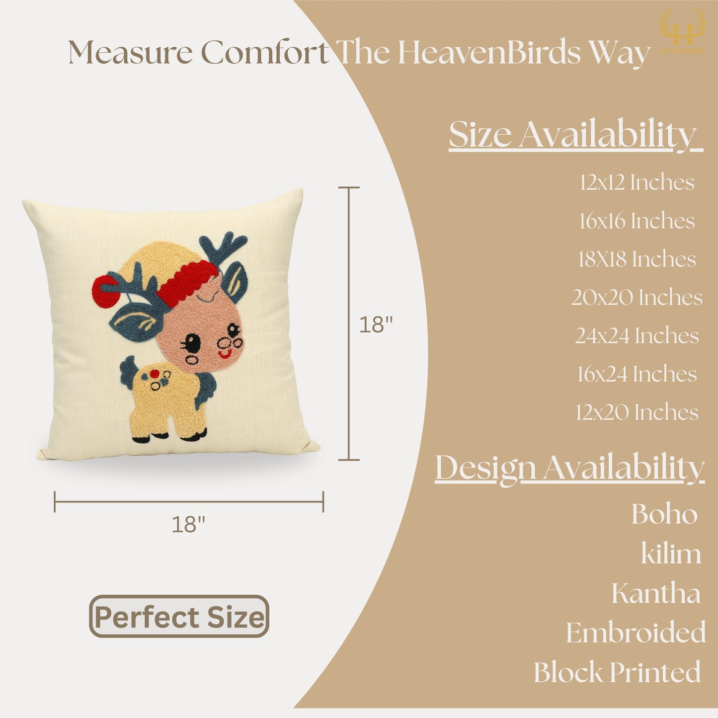 Premium Cushion Cover  | Handmade with Intricate Embroidered Cushion Cover with Hidden Zipper