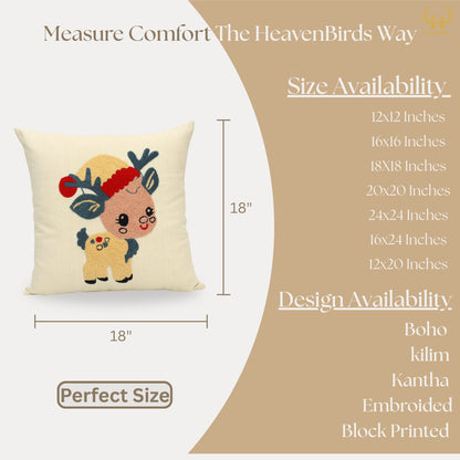 Premium Cushion Cover  | Handmade with Intricate Embroidered Cushion Cover with Hidden Zipper
